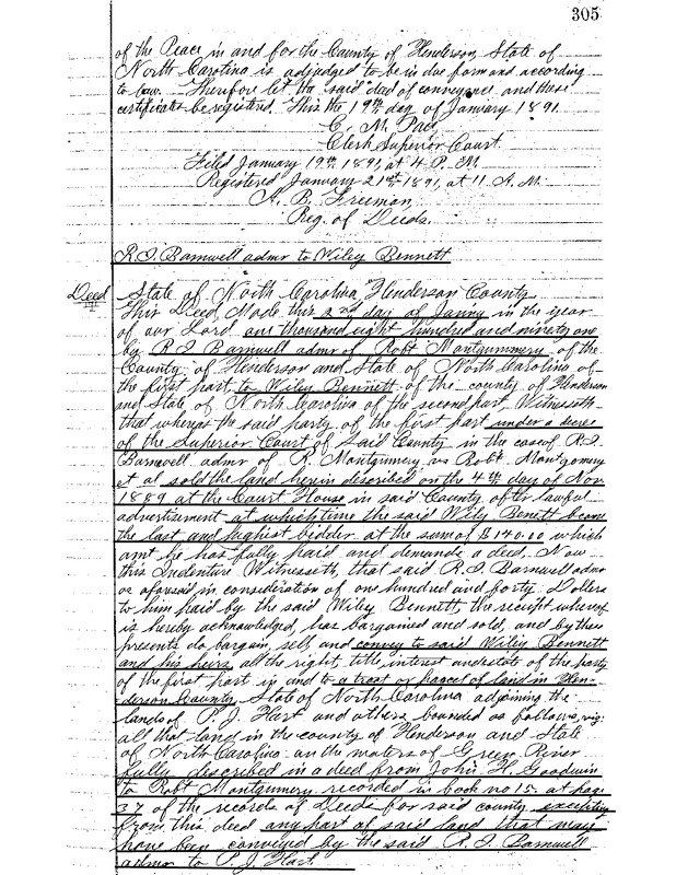 Wiley Bennett's purchase of the Kingdom of the Happy Land property from the estate of Robert Montgomery