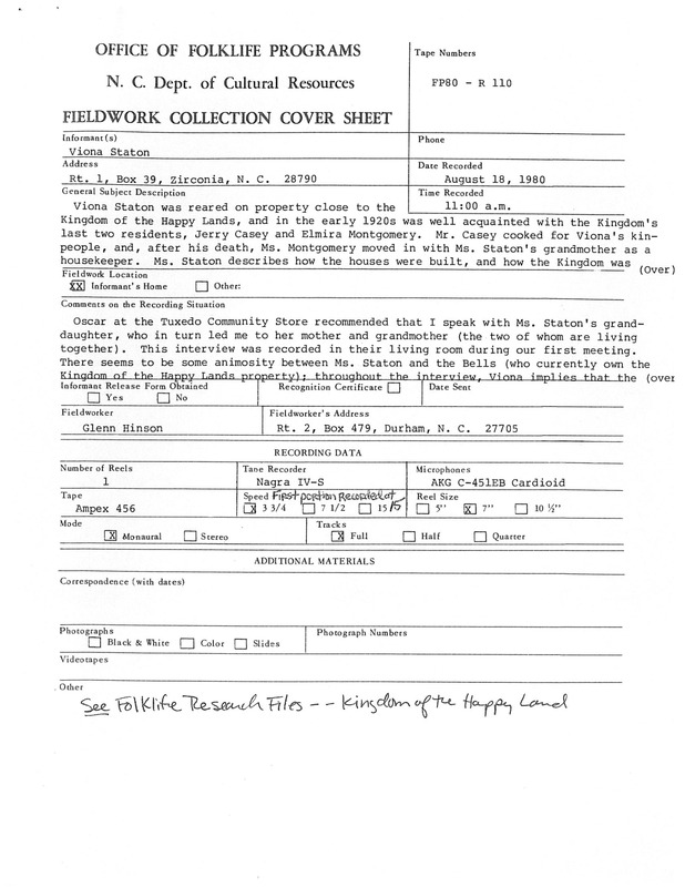 Fieldwork Collection Sheets